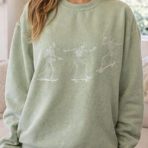 Urban Outfitters Project Social T Sage Skeleton Graphic Crewneck Sweatshirt